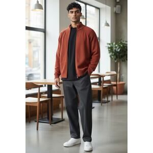 Covington Full Zipper Sweater Jacket Burnt Orange Size Large